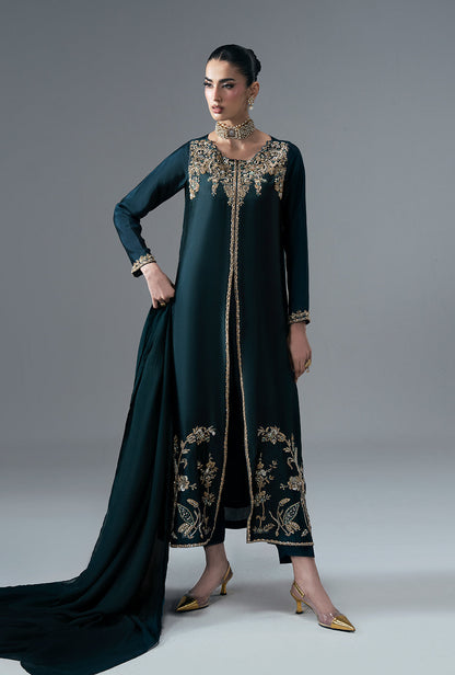 Jade Mirage Silk Pakistani Formal Dresses - AJR Couture - 1