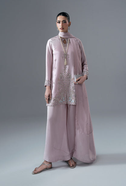 Rose Quartz Silk Pakistani Formal Dresses - AJR Couture - 1