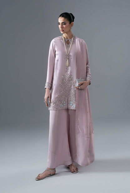 Rose Quartz Silk Pakistani Formal Dresses - AJR Couture - 4