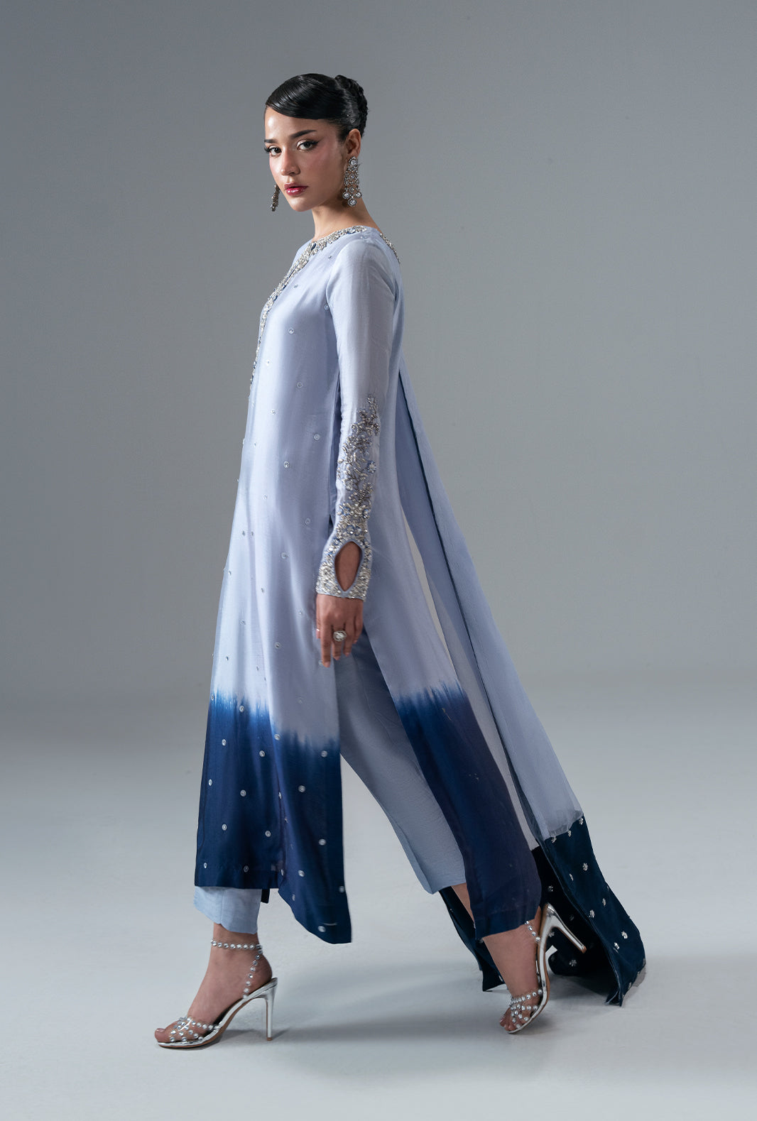 Sapphire Organza Pakistani Formal Dresses - AJR Couture - 5