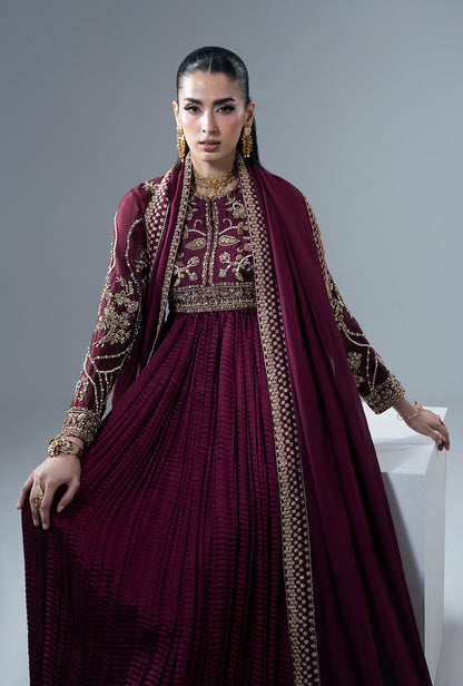 Carmine Silk Pakistani Formal Dresses - AJR Couture - 7