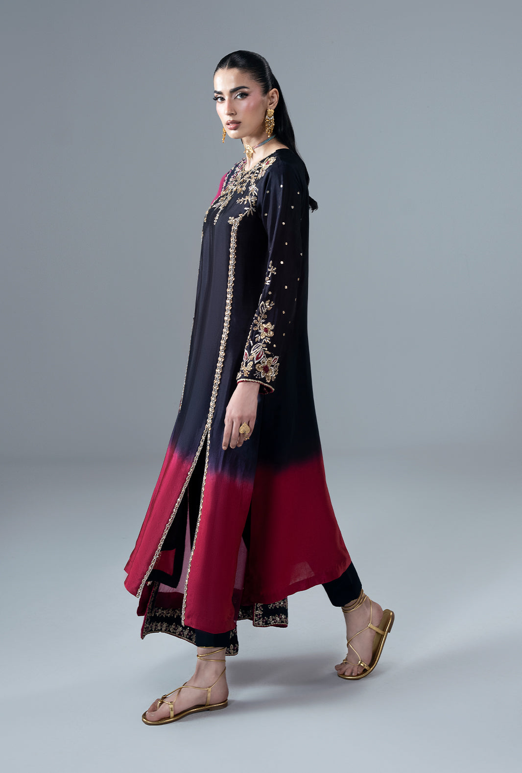 Scarlet Ruby Organza Pakistani Formal Dresses - AJR Couture - 5