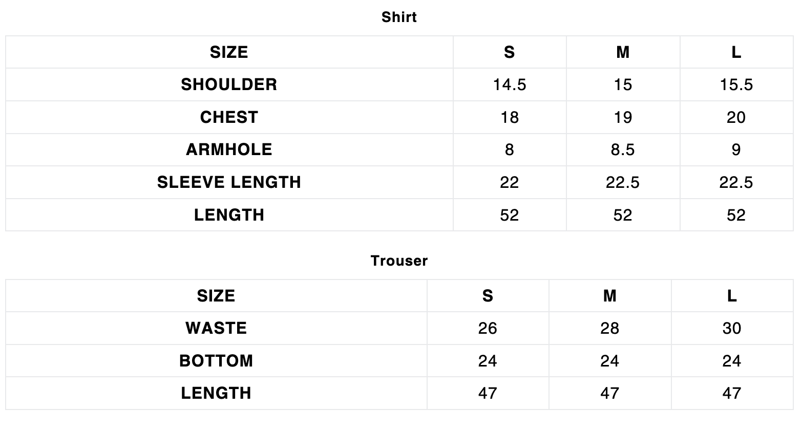 Size Chart