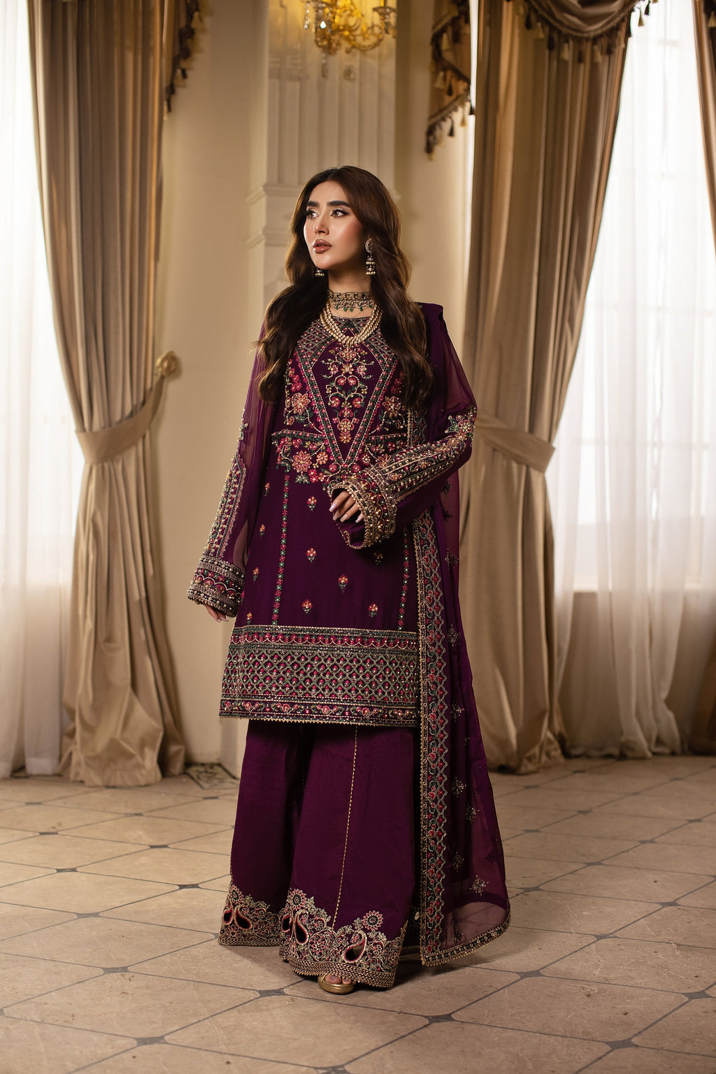Amethysta Raw Silk Pakistani Formal Dresses - Sidra Aleem - 1