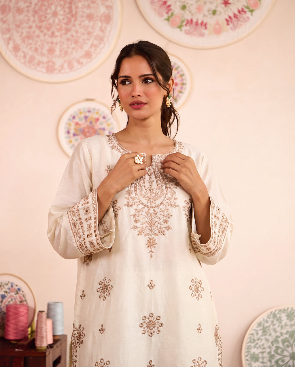 Antique Off White Premium Fabric Pakistani Summer Dresses - Sahiba-clothing - 7