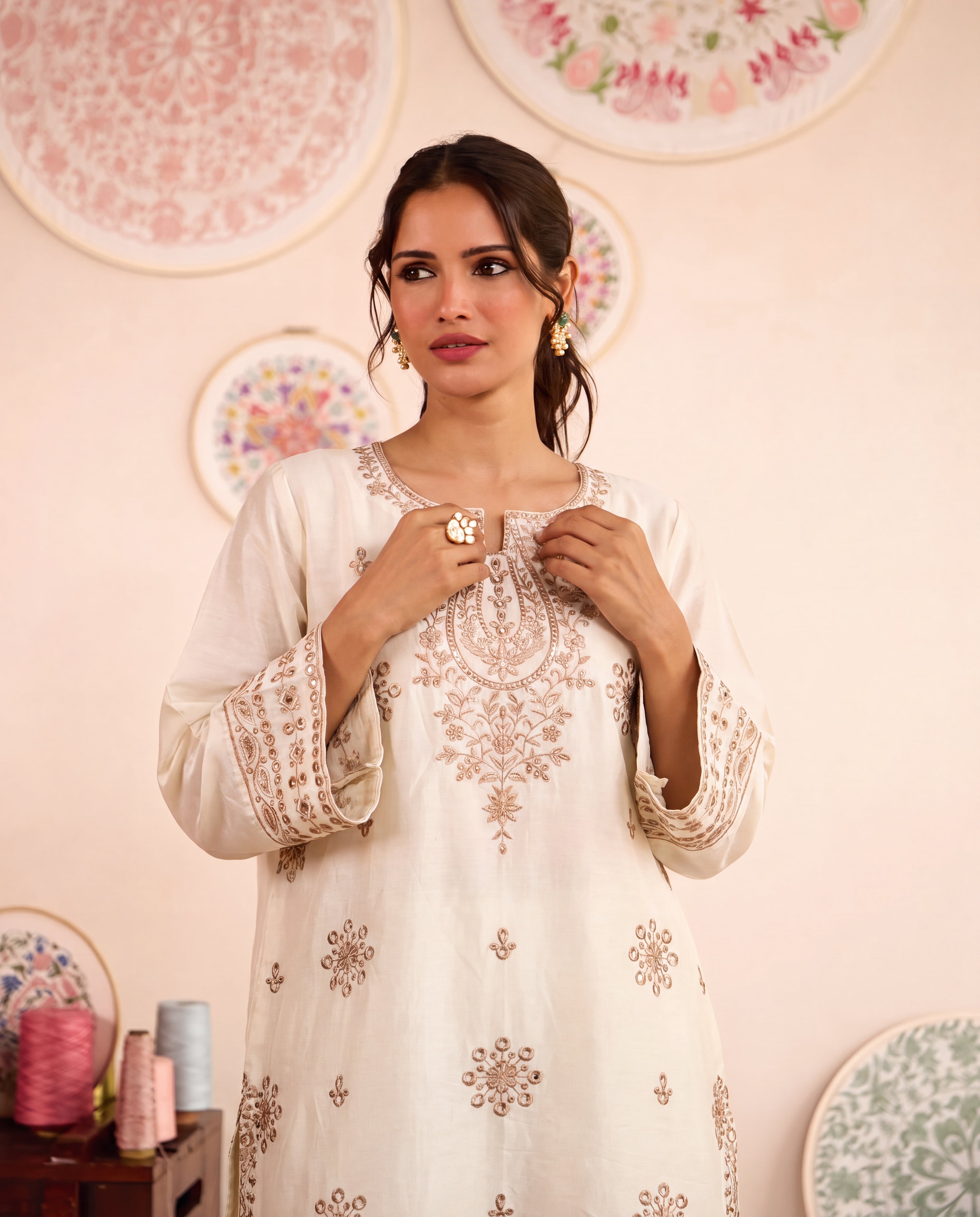 Antique Off White Premium Fabric Pakistani Summer Dresses - Sahiba-clothing - 7