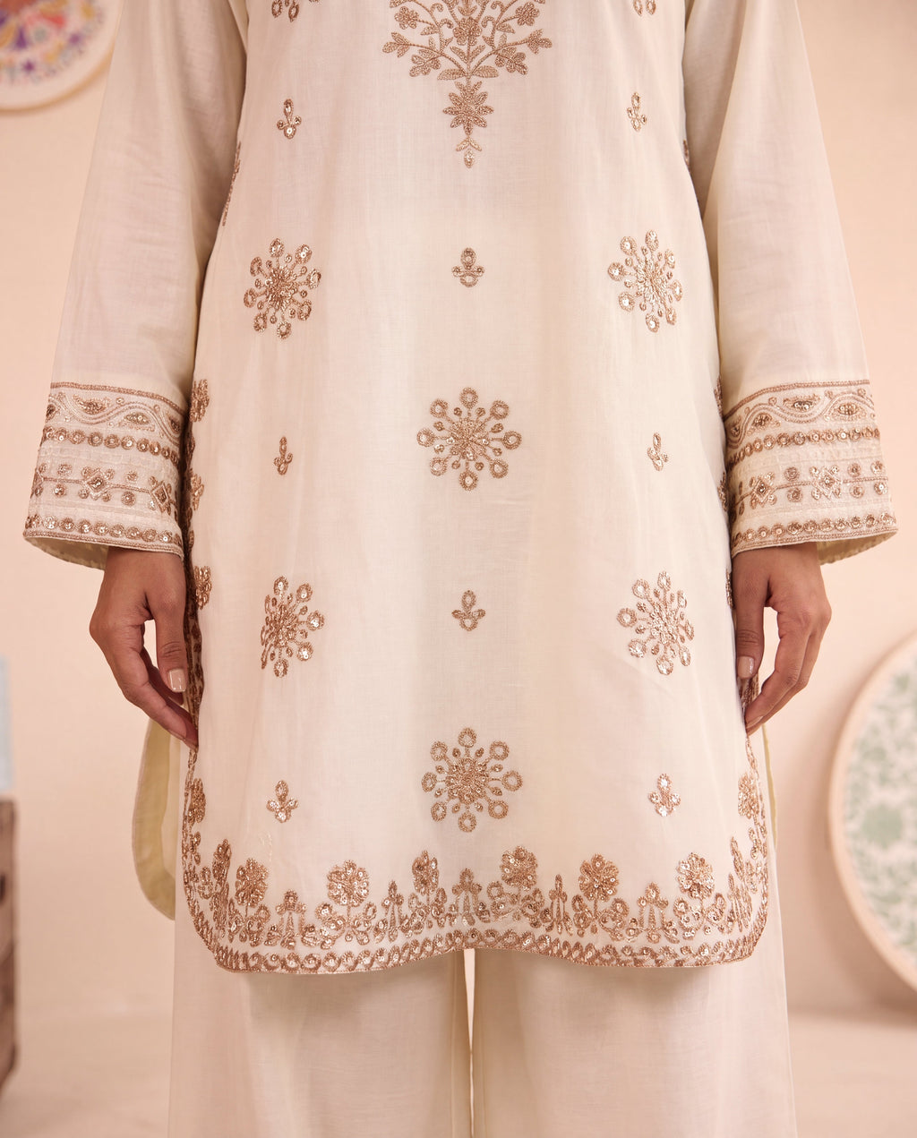 Antique Off White Premium Fabric Pakistani Summer Dresses - Sahiba-clothing - 5