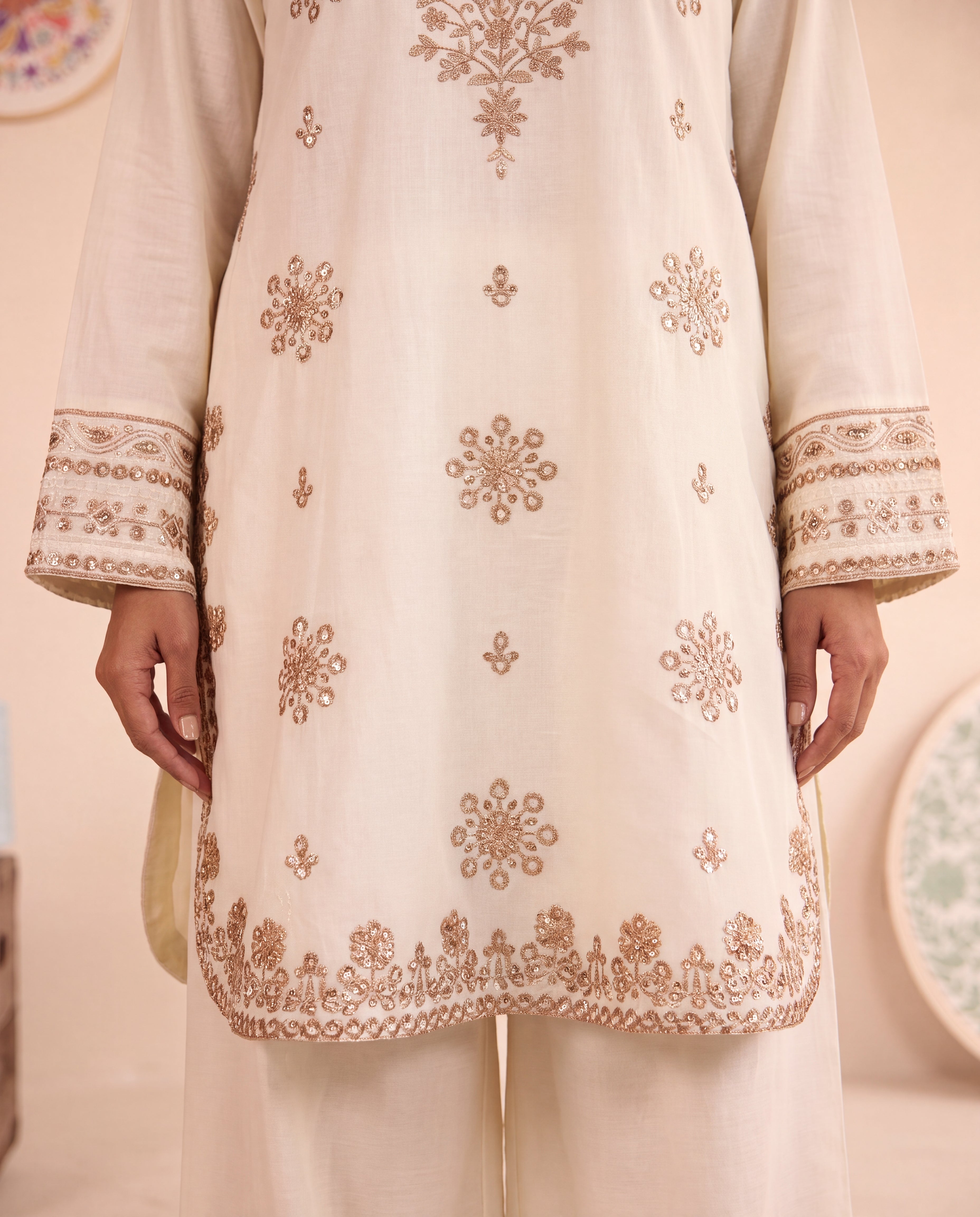 Antique Off White Premium Fabric Pakistani Summer Dresses - Sahiba-clothing - 5