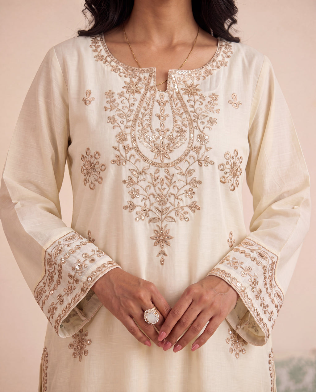 Antique Off White Premium Fabric Pakistani Summer Dresses - Sahiba-clothing - 4