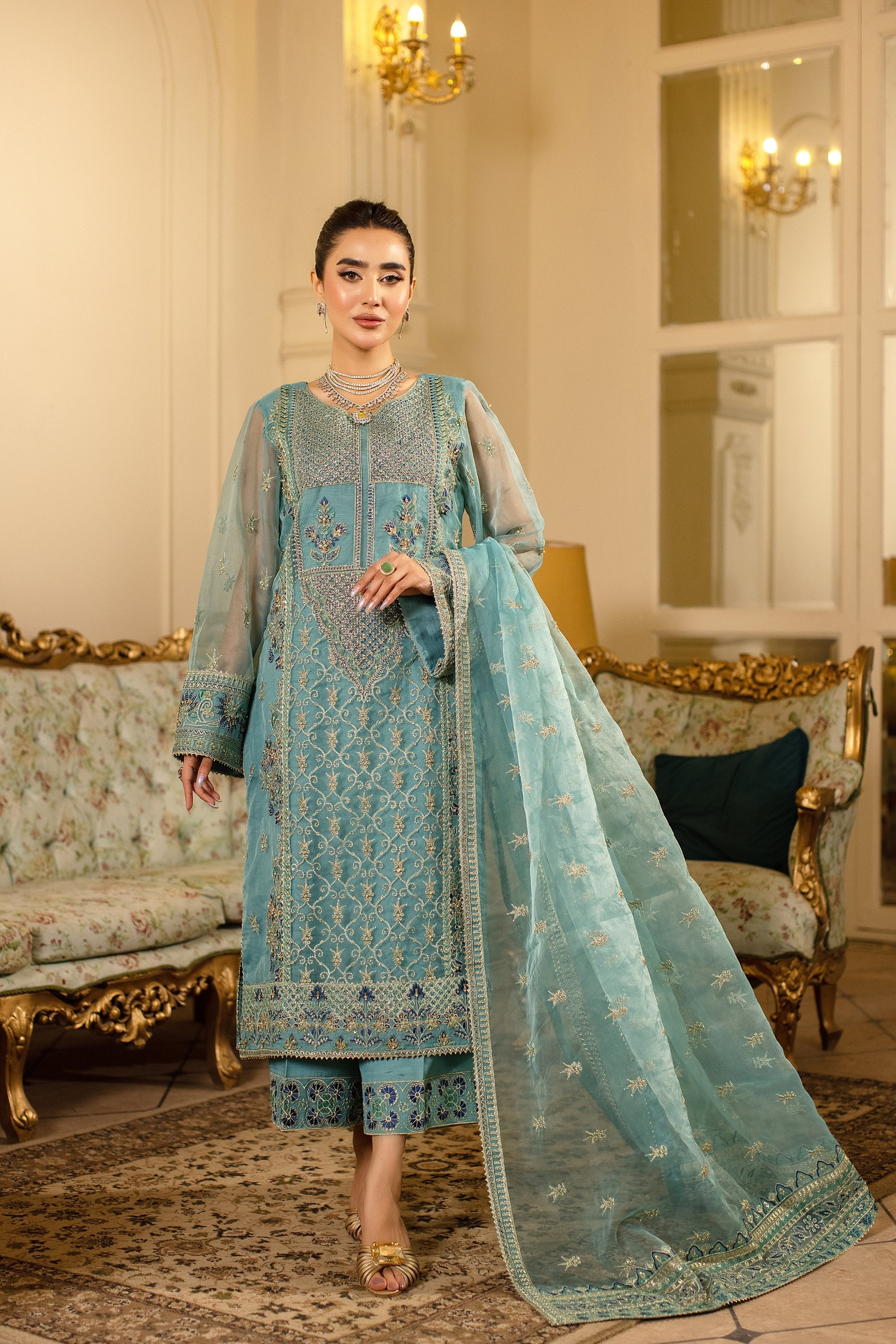 Aquessence Raw Silk Pakistani Formal Dresses - Sidra Aleem - 2