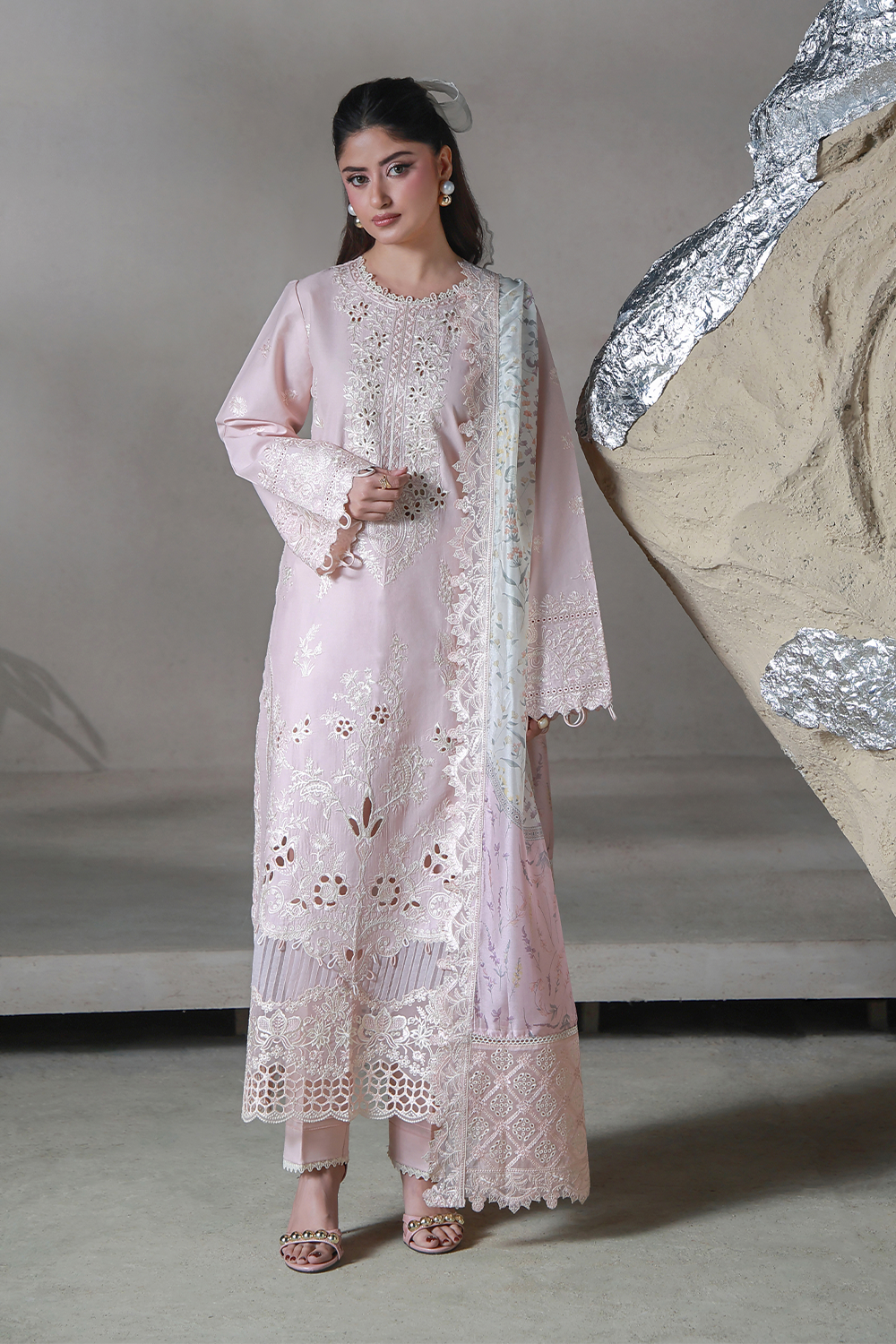RIMAL (AL-05) Silk Pakistani Summer Dresses - aabyaan - 1