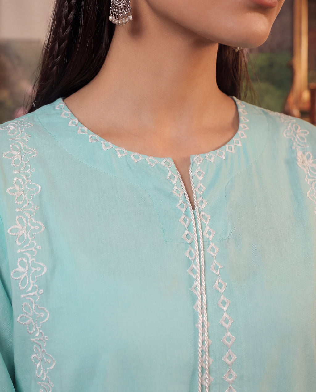Ashley Cyan Premium Fabric Pakistani Summer Dresses - Sahiba-clothing - 3