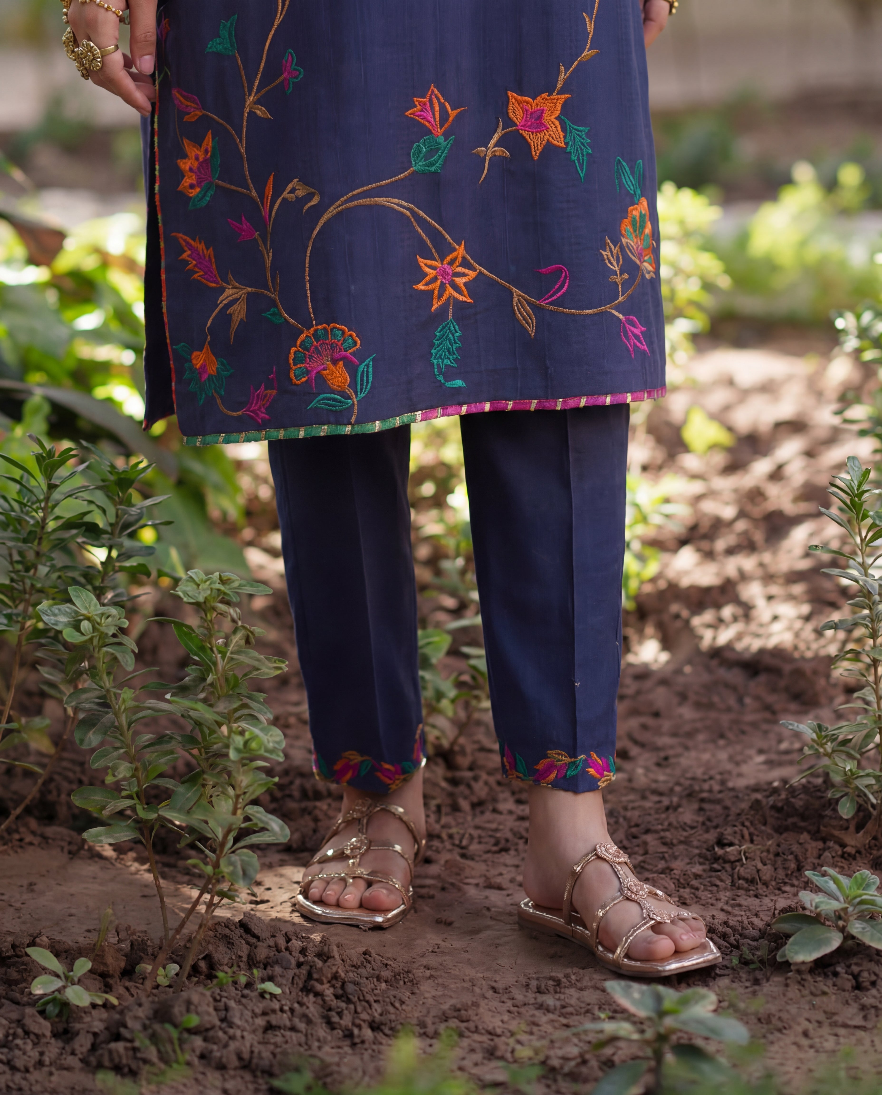 Aspiration Blue Premium Fabric Pakistani Summer Dresses - Sahiba-clothing - 4
