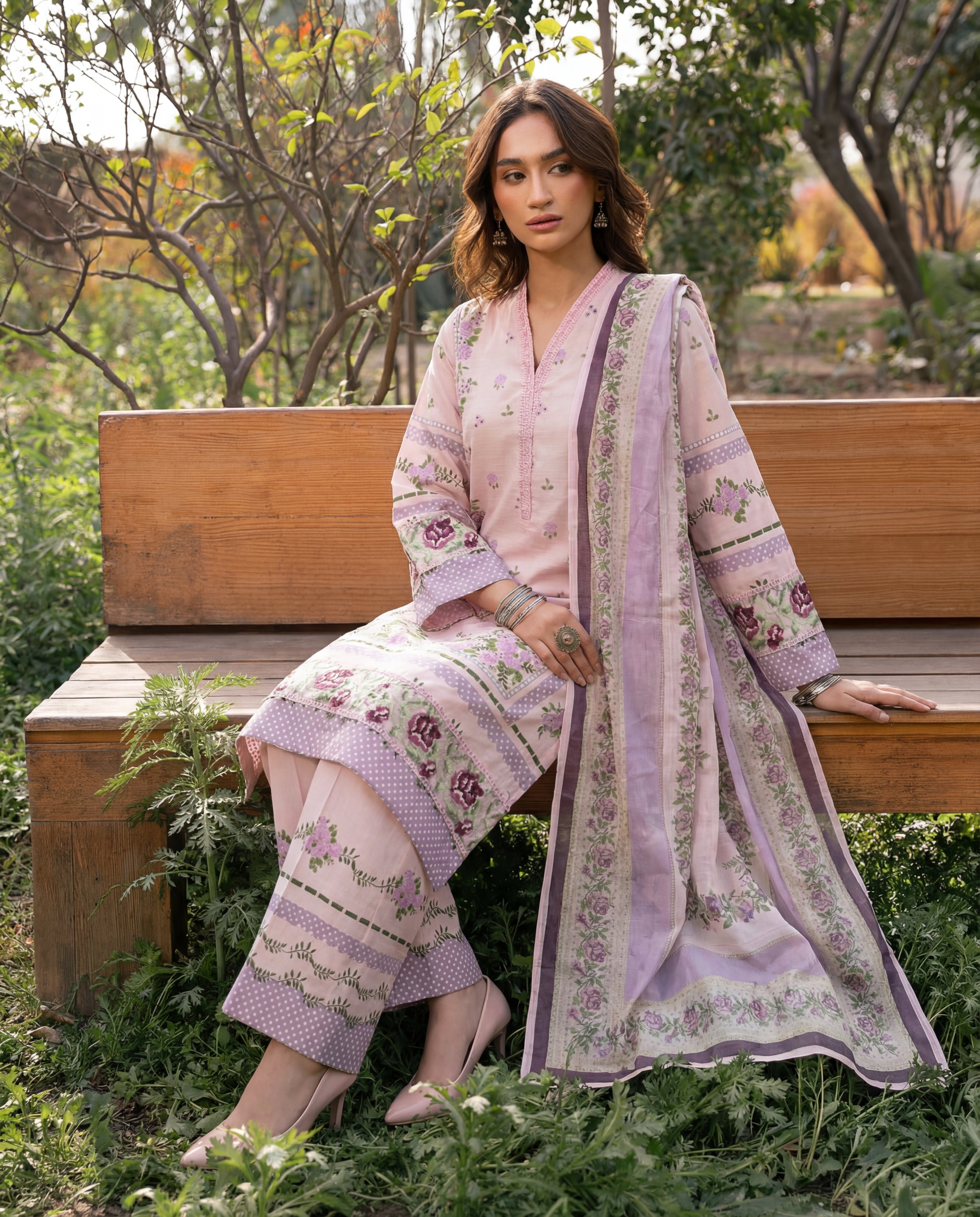 Ayla Pink Premium Fabric Pakistani Summer Dresses - Sahiba-clothing - 6