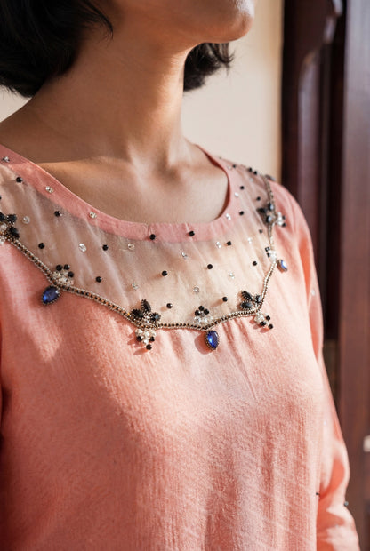 Azmira Peach Premium Fabric Pakistani Summer Dresses - Sahiba-clothing - 3