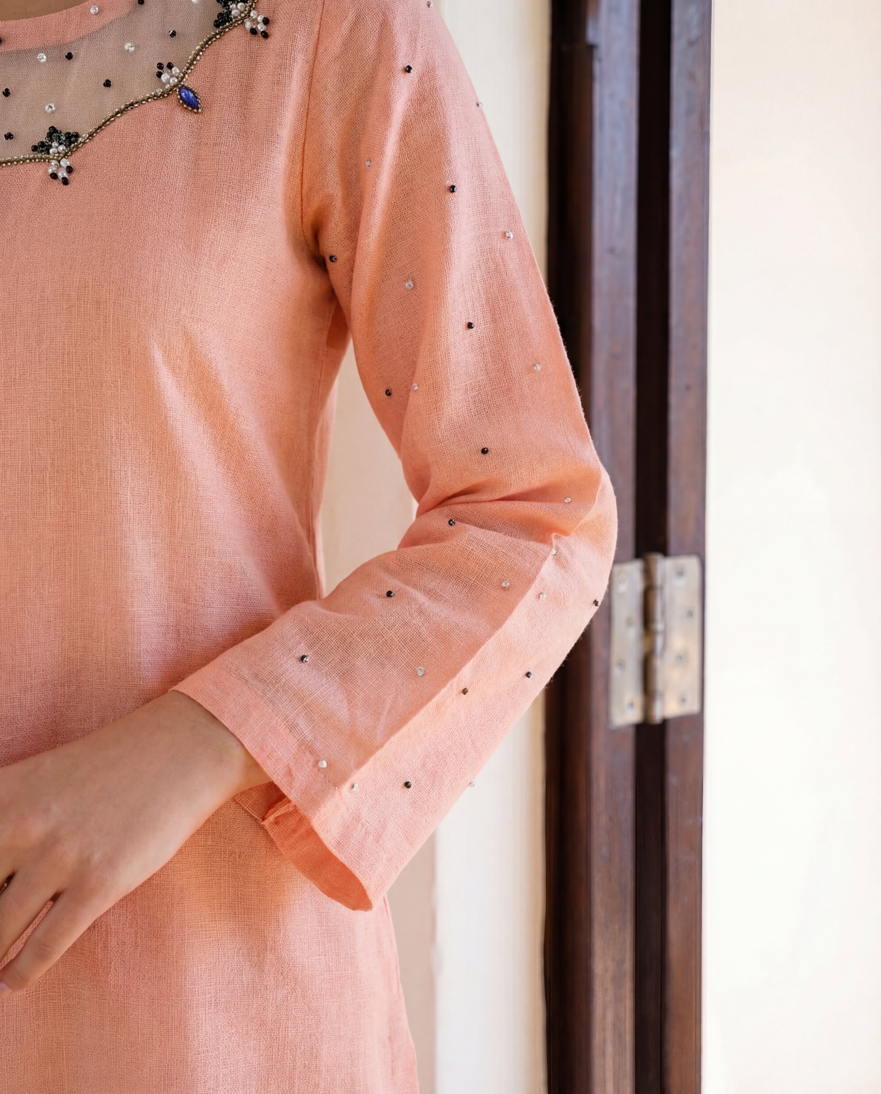 Azmira Peach Premium Fabric Pakistani Summer Dresses - Sahiba-clothing - 4