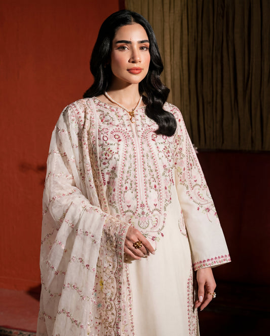 Basanti white Premium Fabric Pakistani Summer Dresses - Sahiba-clothing - 2