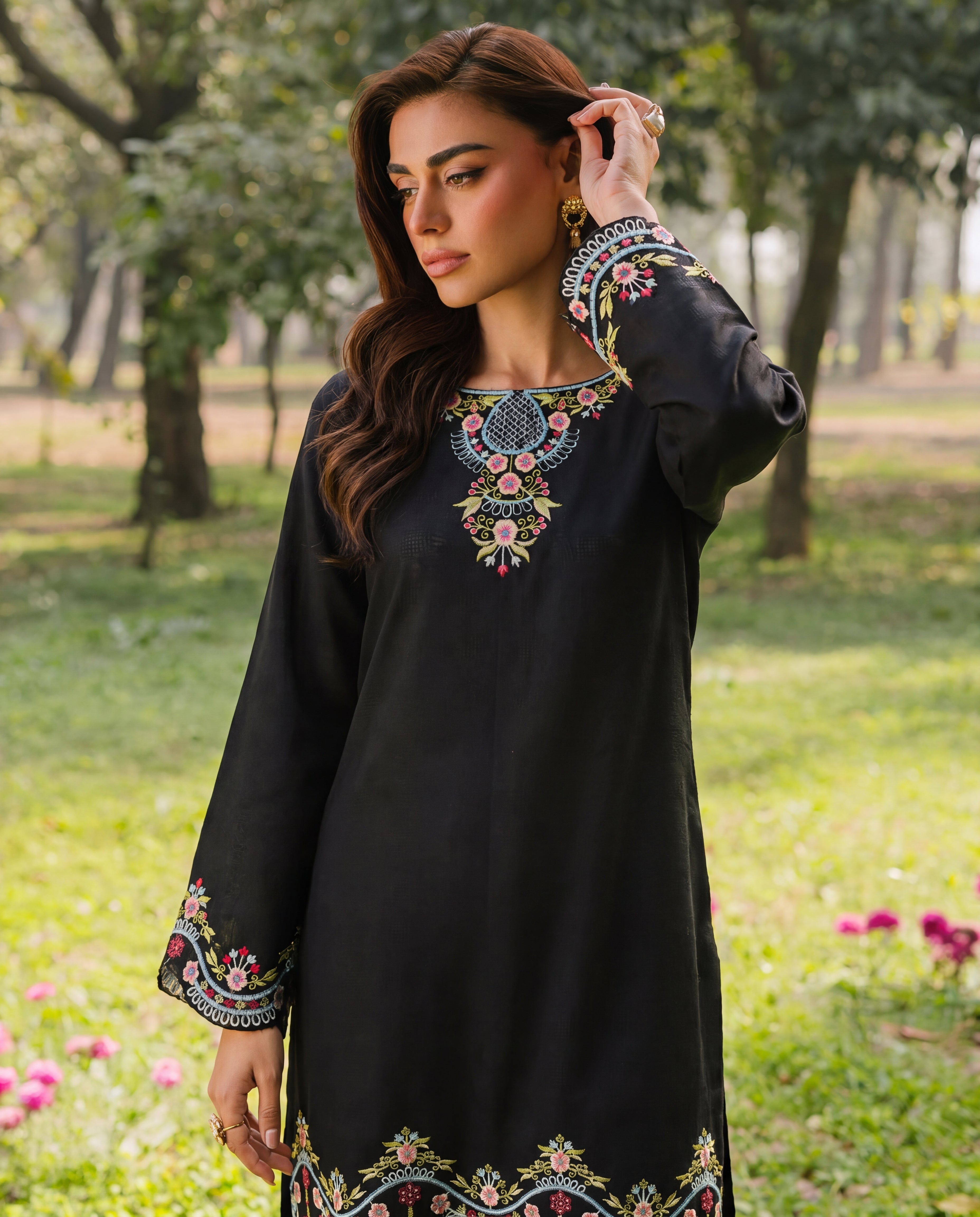 Carnation Black Premium Fabric Pakistani Summer Dresses - Sahiba-clothing - 4