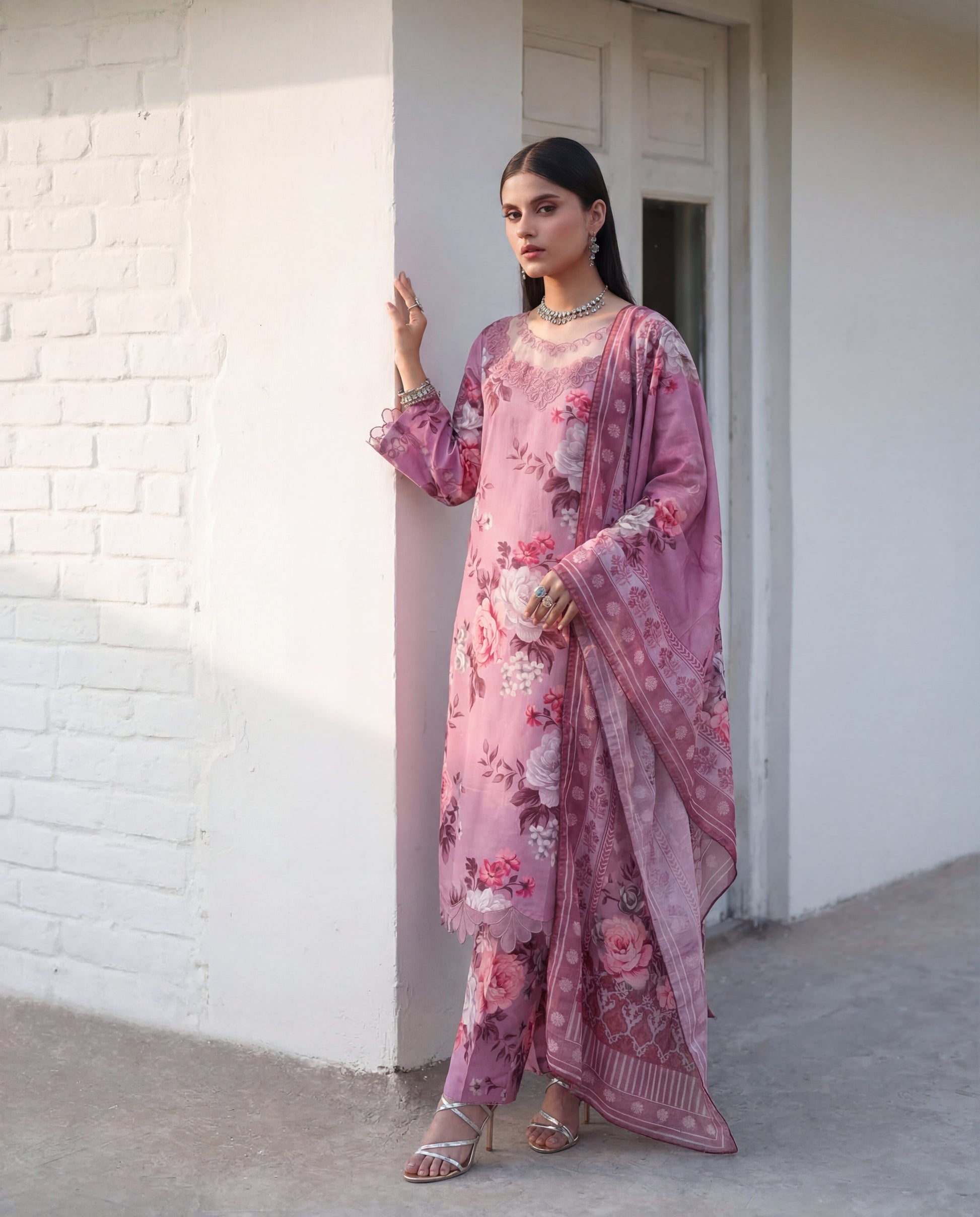 Courage - Pink Premium Fabric Pakistani Summer Dresses - Sahiba-clothing - 5