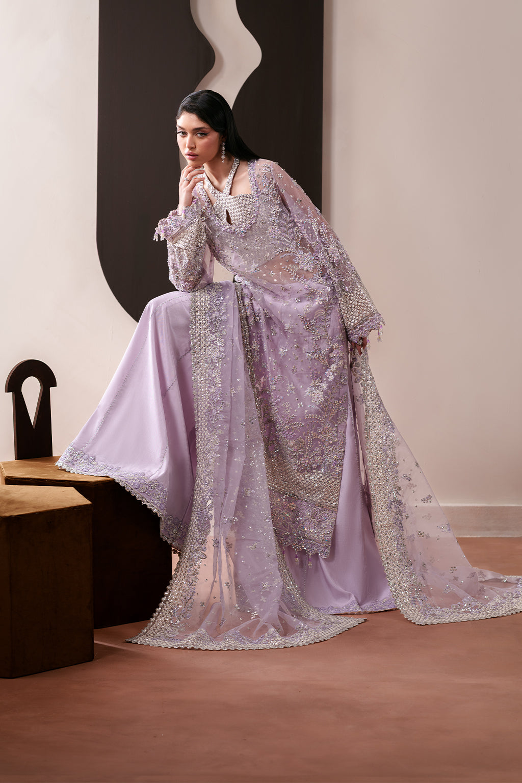 Lapis Raw Silk Pakistani Formal Dresses - Emaan Adeel - 3