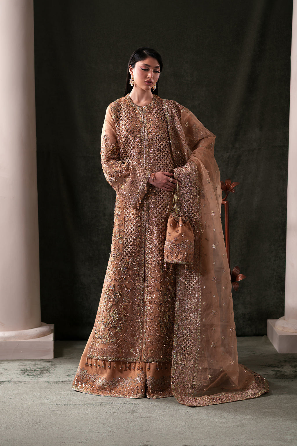 Hessonite Raw Silk Pakistani Formal Dresses - Emaan Adeel - 2