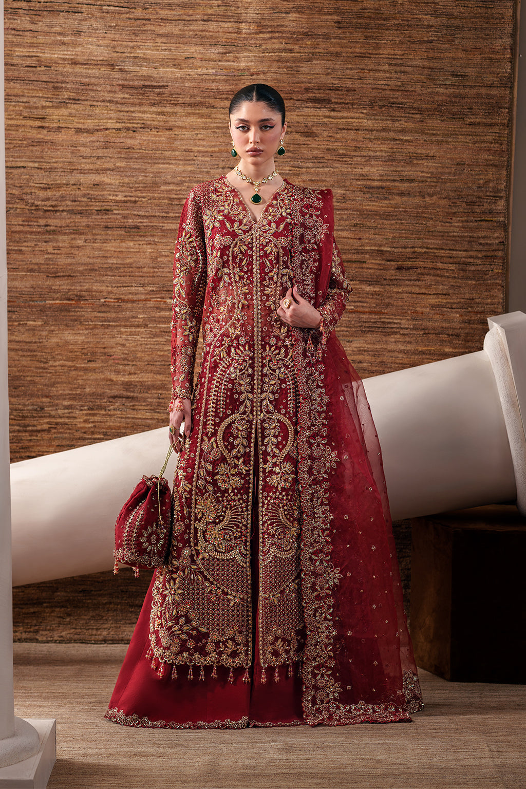 Ruby Veil Raw Silk Pakistani Formal Dresses - Emaan Adeel - 1