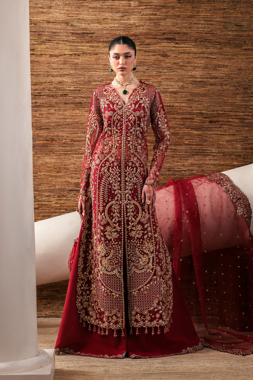 Ruby Veil Raw Silk Pakistani Formal Dresses - Emaan Adeel - 5