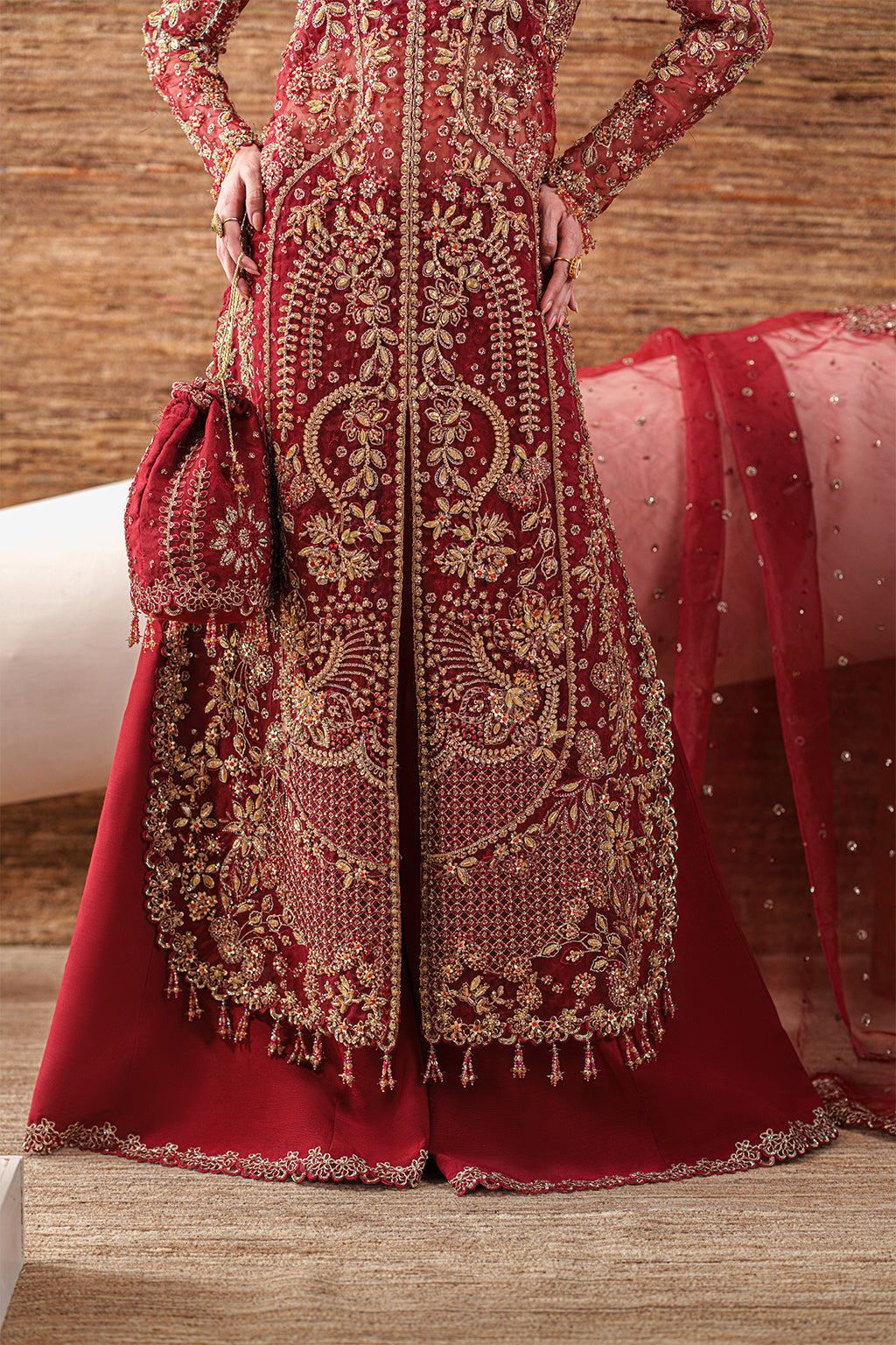 Ruby Veil Raw Silk Pakistani Formal Dresses - Emaan Adeel - 6