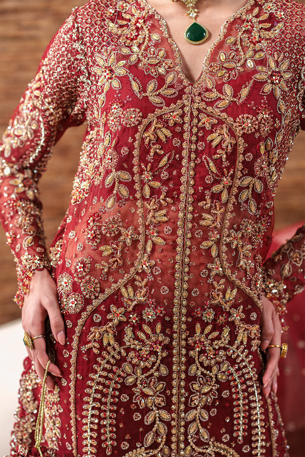 Ruby Veil Raw Silk Pakistani Formal Dresses - Emaan Adeel - 3