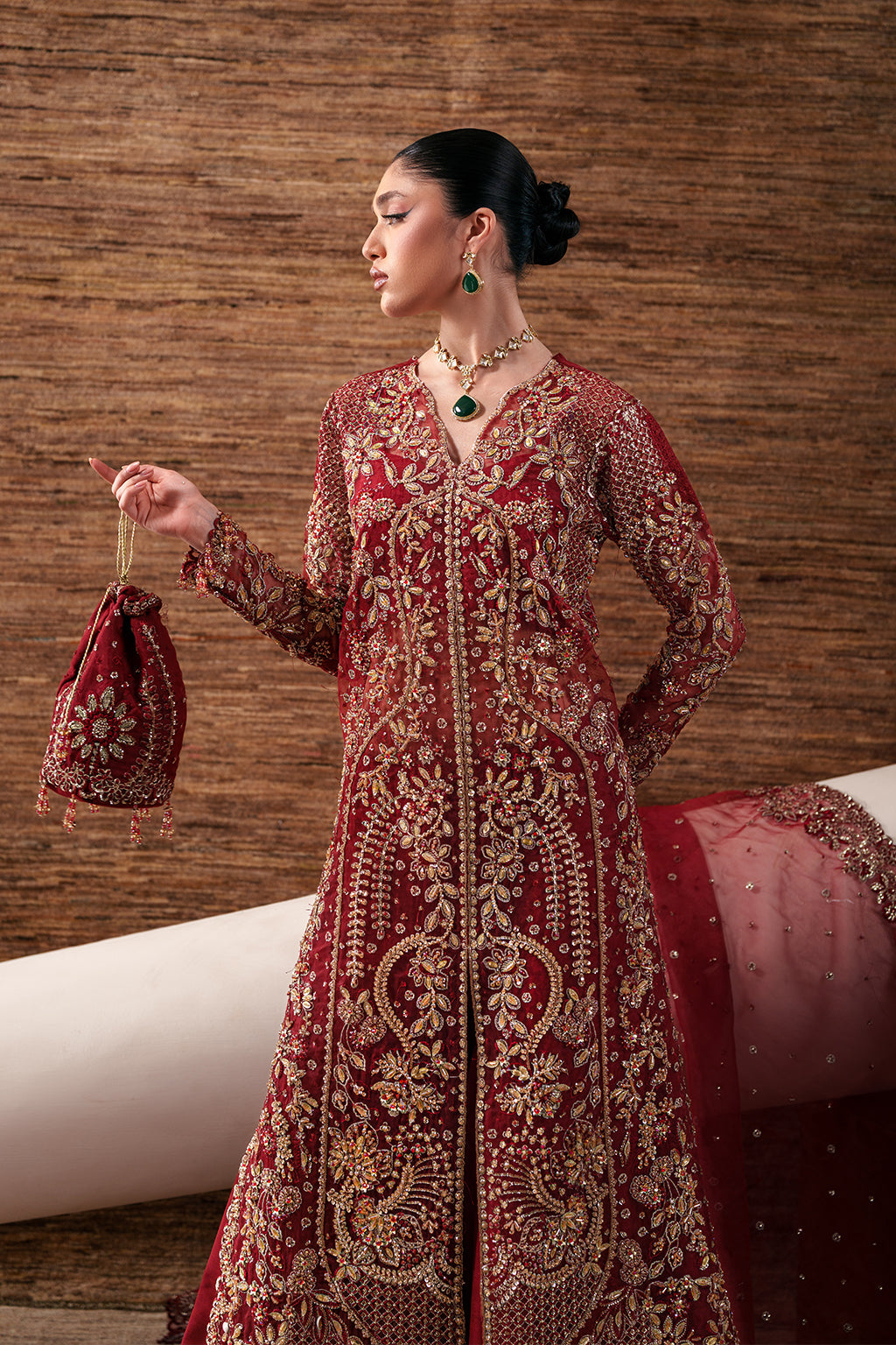 Ruby Veil Raw Silk Pakistani Formal Dresses - Emaan Adeel - 4