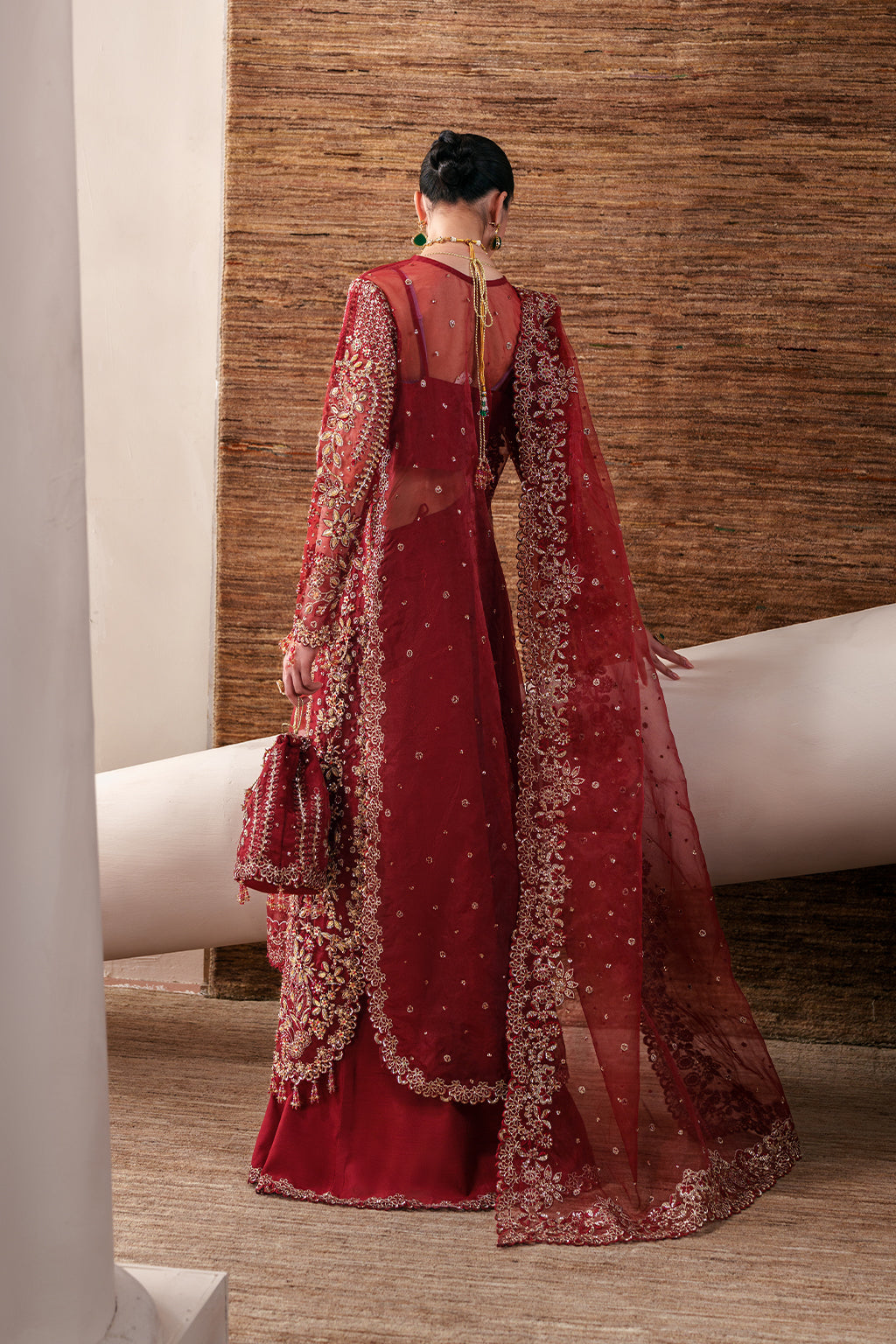 Ruby Veil Raw Silk Pakistani Formal Dresses - Emaan Adeel - 2