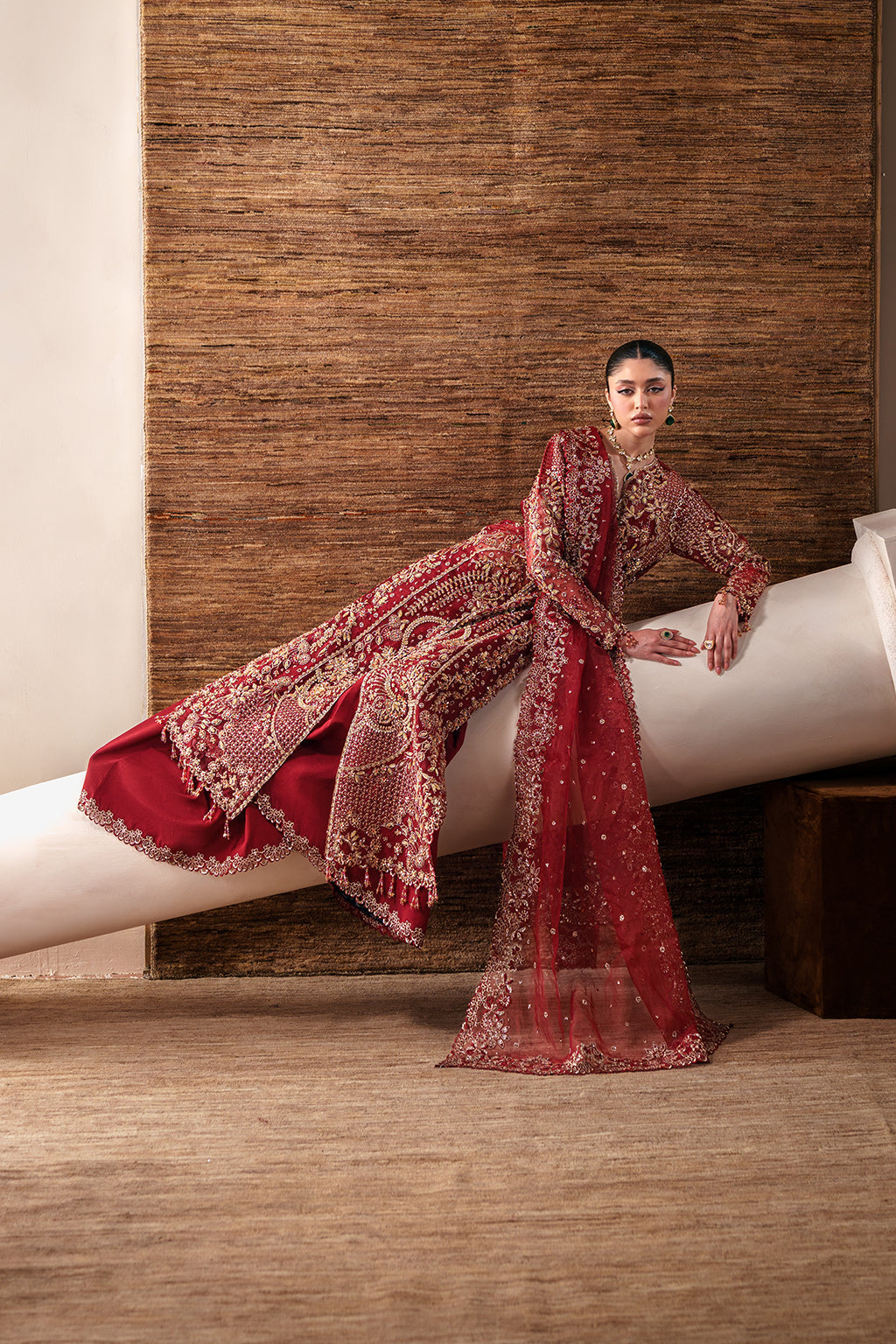 Ruby Veil Raw Silk Pakistani Formal Dresses - Emaan Adeel - 7