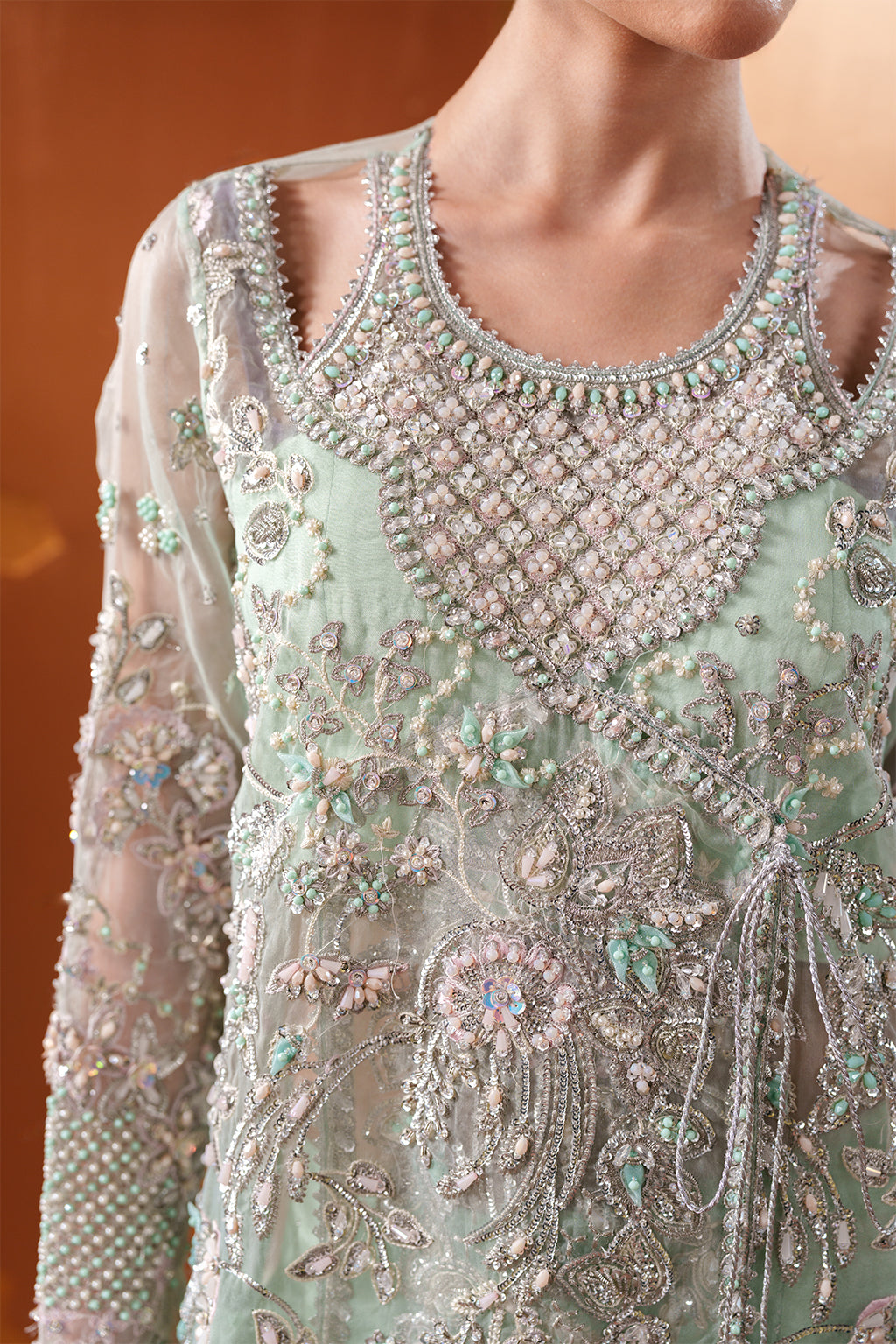 Moonstone Gleam Raw Silk Pakistani Formal Dresses - Emaan Adeel - 4