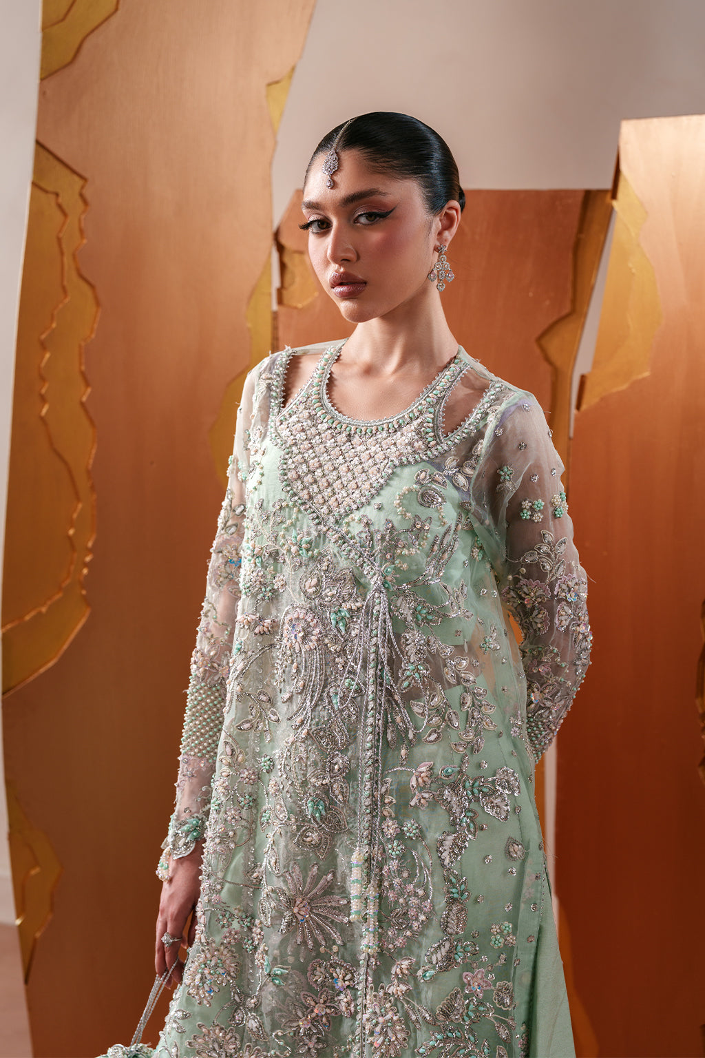 Moonstone Gleam Raw Silk Pakistani Formal Dresses - Emaan Adeel - 5