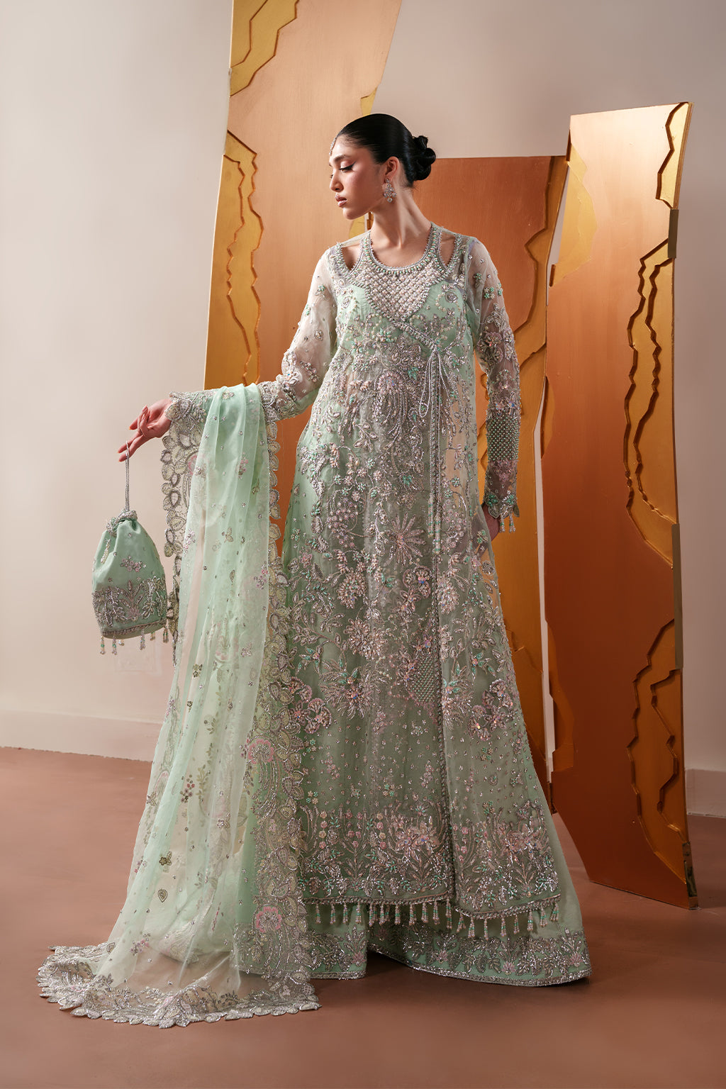 Moonstone Gleam Raw Silk Pakistani Formal Dresses - Emaan Adeel - 3