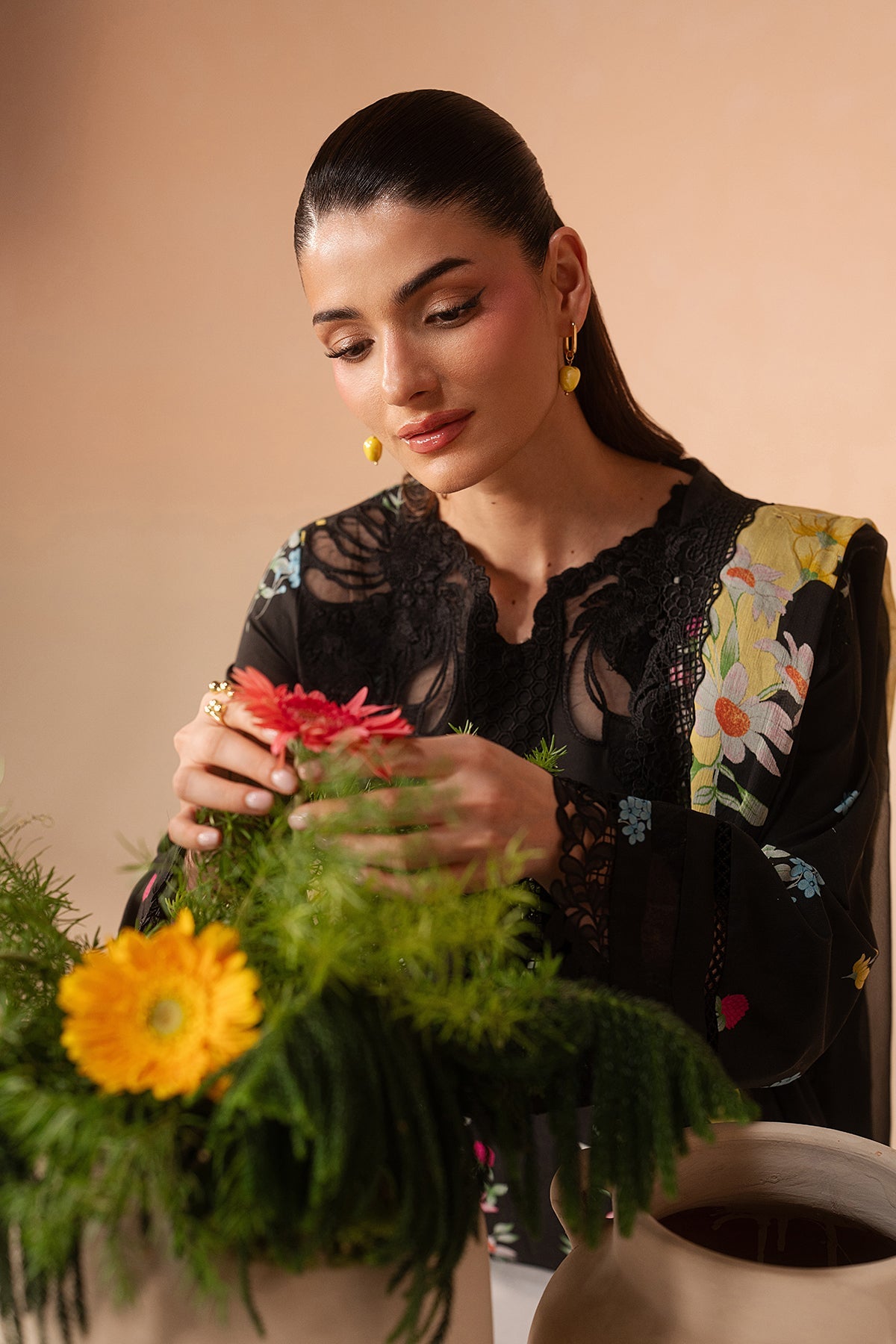 Evania Rust Premium Fabric Pakistani Summer Dresses - Afrozeh - 3