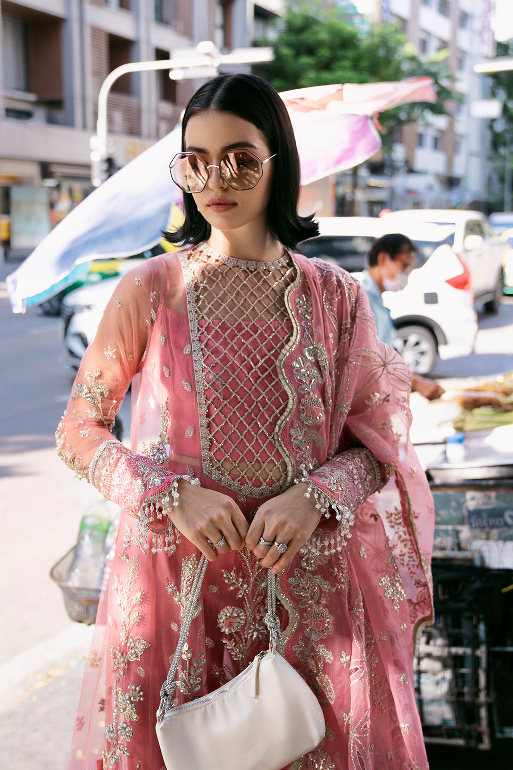 Sandy Raw Silk Pakistani Formal Dresses - Saad Shaikh - 7