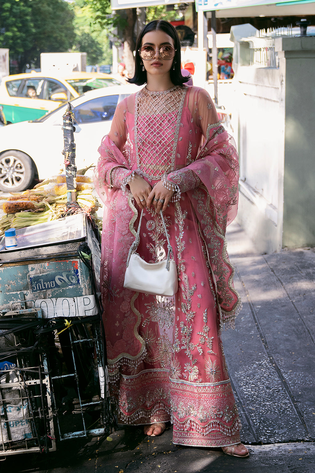 Sandy Raw Silk Pakistani Formal Dresses - Saad Shaikh - 10