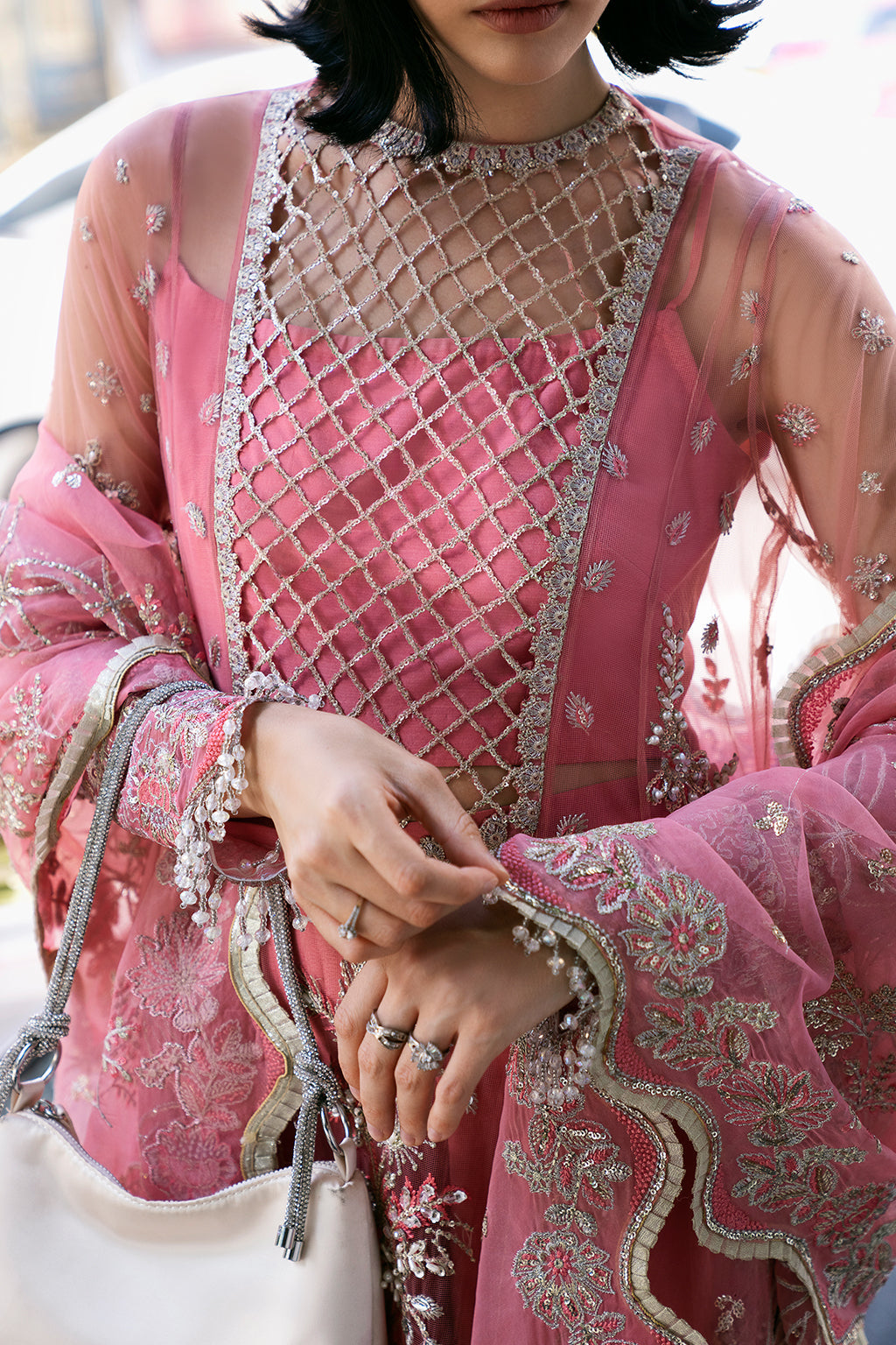 Sandy Raw Silk Pakistani Formal Dresses - Saad Shaikh - 11