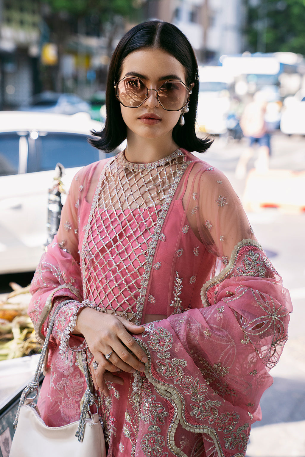 Sandy Raw Silk Pakistani Formal Dresses - Saad Shaikh - 12