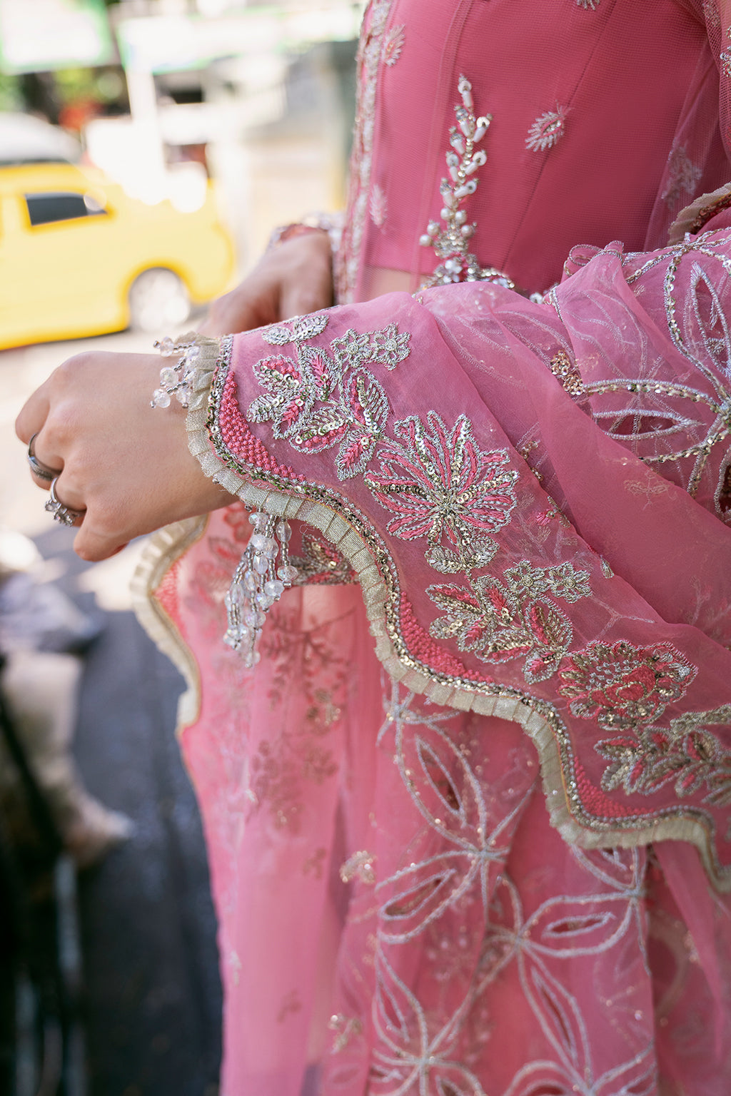 Sandy Raw Silk Pakistani Formal Dresses - Saad Shaikh - 15