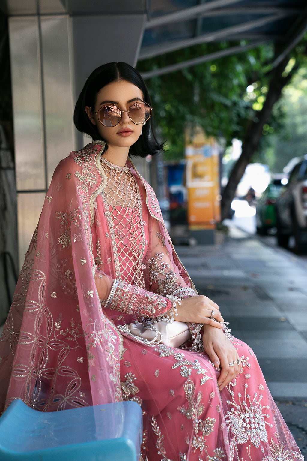 Sandy Raw Silk Pakistani Formal Dresses - Saad Shaikh - 19