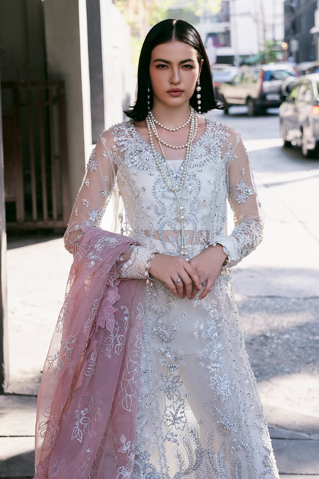 Pearl Wind Raw Silk Pakistani Formal Dresses - Saad Shaikh - 1