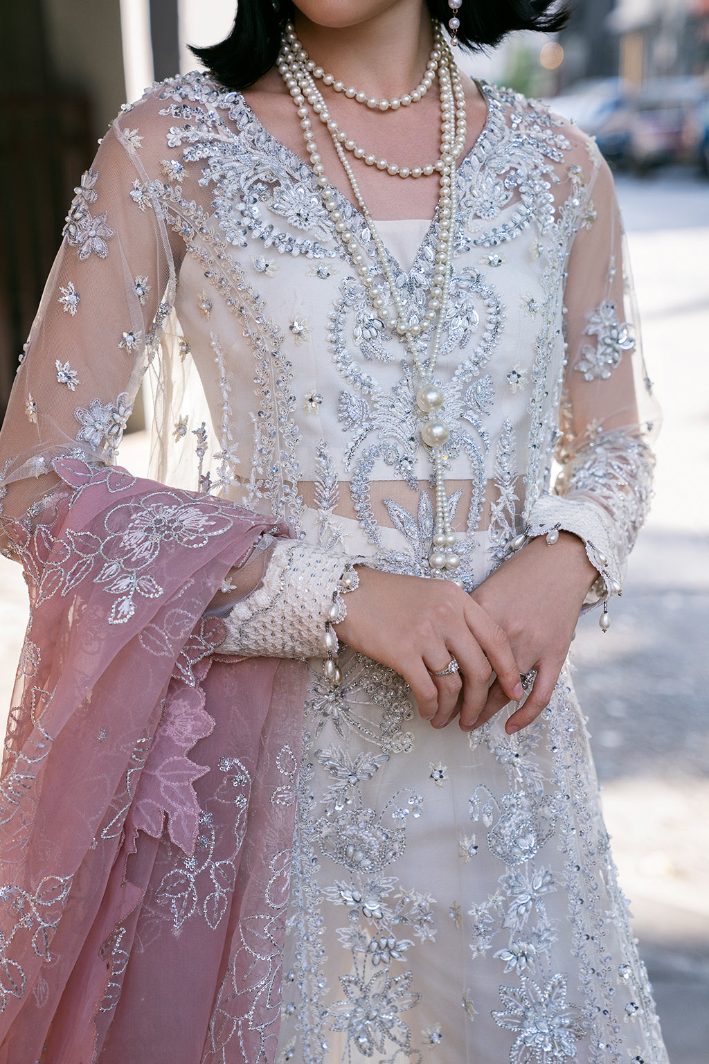 Pearl Wind Raw Silk Pakistani Formal Dresses - Saad Shaikh - 3