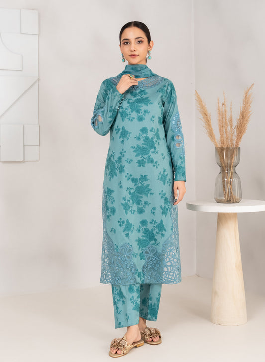 Shaila - Blue Premium Fabric Pakistani Winter Dresses - Sahiba-clothing - 1