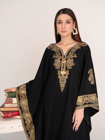 Crescent (Black) - Kaftan Premium Fabric Pakistani Summer Dresses - Sahiba-clothing - 2