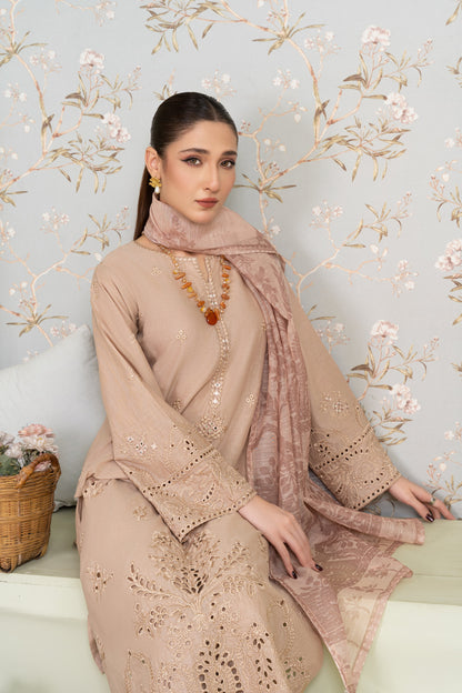 Vanzila - Beige Premium Fabric Pakistani Summer Dresses - Sahiba-clothing - 5