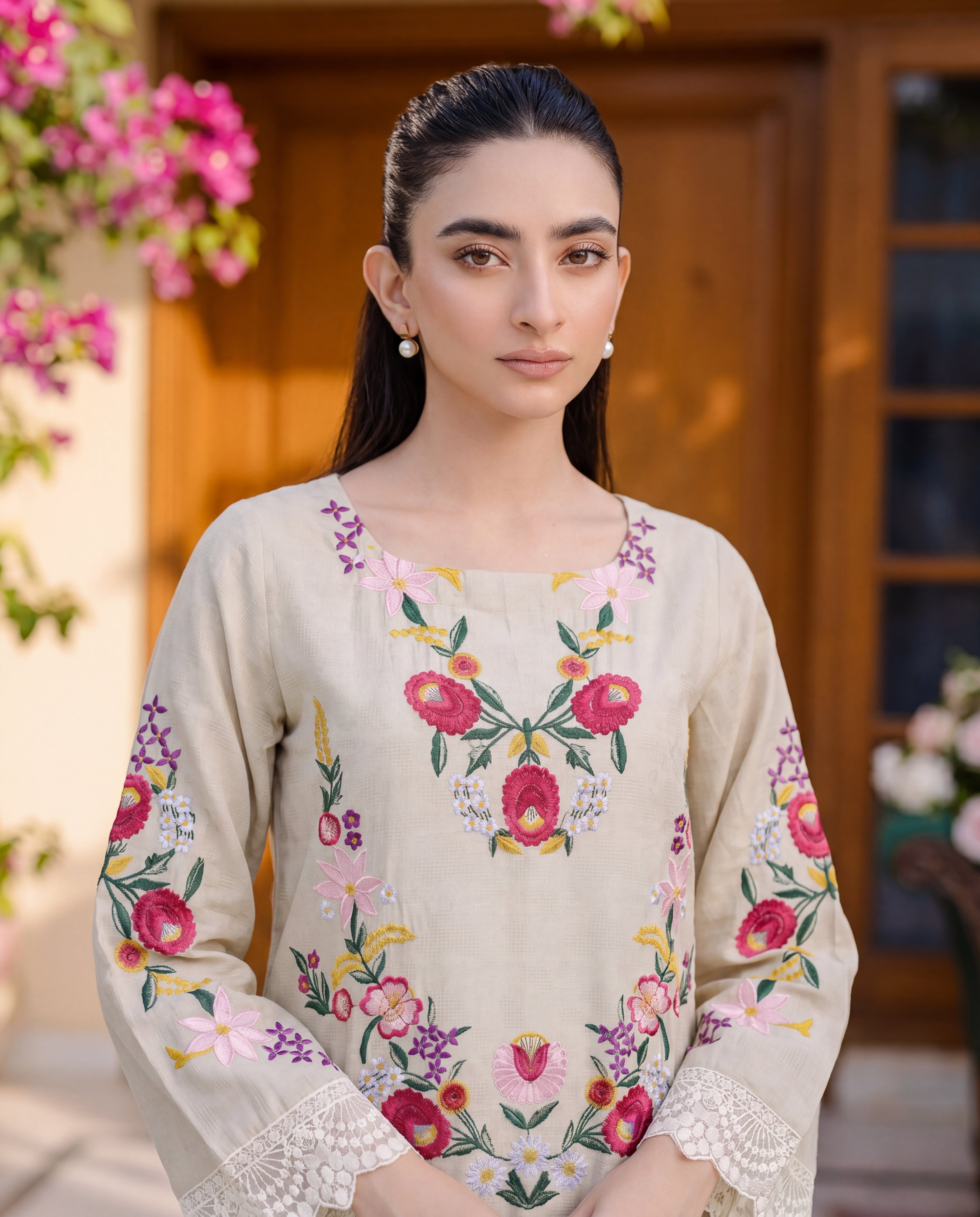 Daffodil Ivory Premium Fabric Pakistani Summer Dresses - Sahiba-clothing - 2