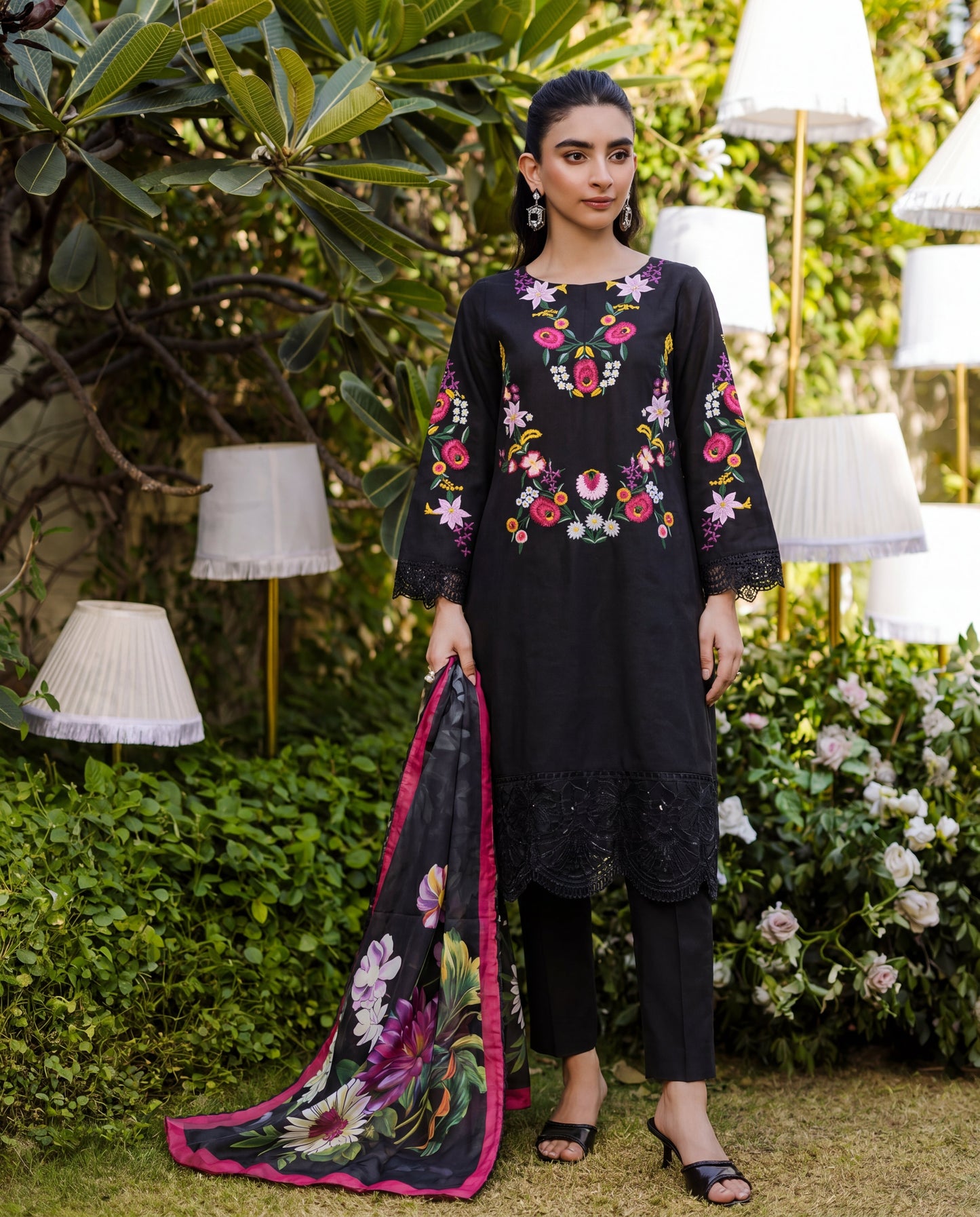 Daffodil Black Premium Fabric Pakistani Summer Dresses - Sahiba-clothing - 3