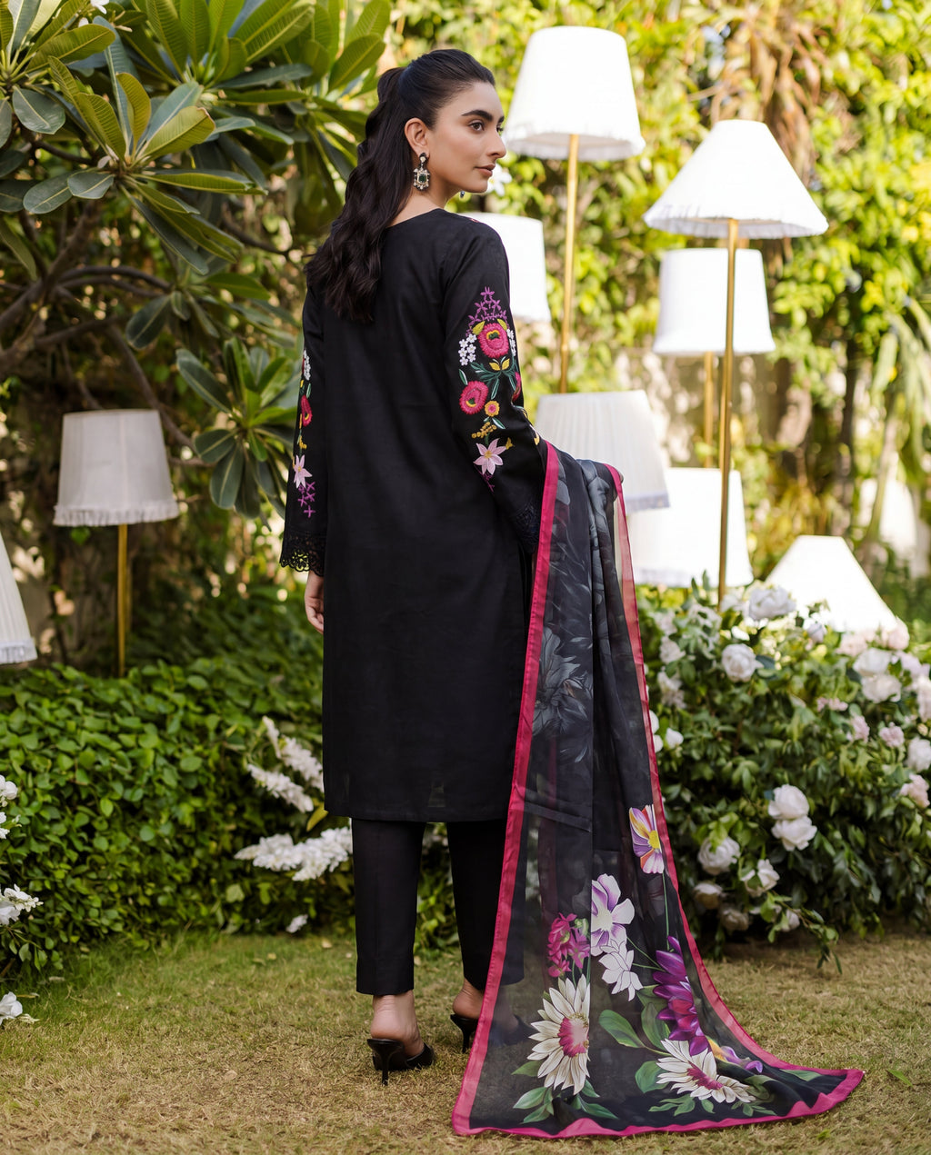 Daffodil Black Premium Fabric Pakistani Summer Dresses - Sahiba-clothing - 7